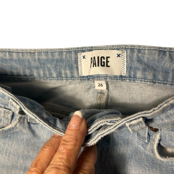 PAIGE Noella High Rise Busted Knee Lightwash Jeans Sz 26 - Picture 9 of 12